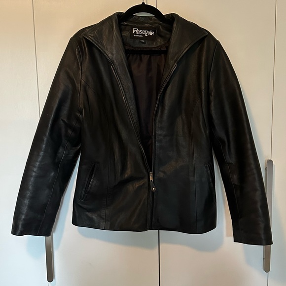 Black leather jacket, worn once size XL - Picture 1 of 4